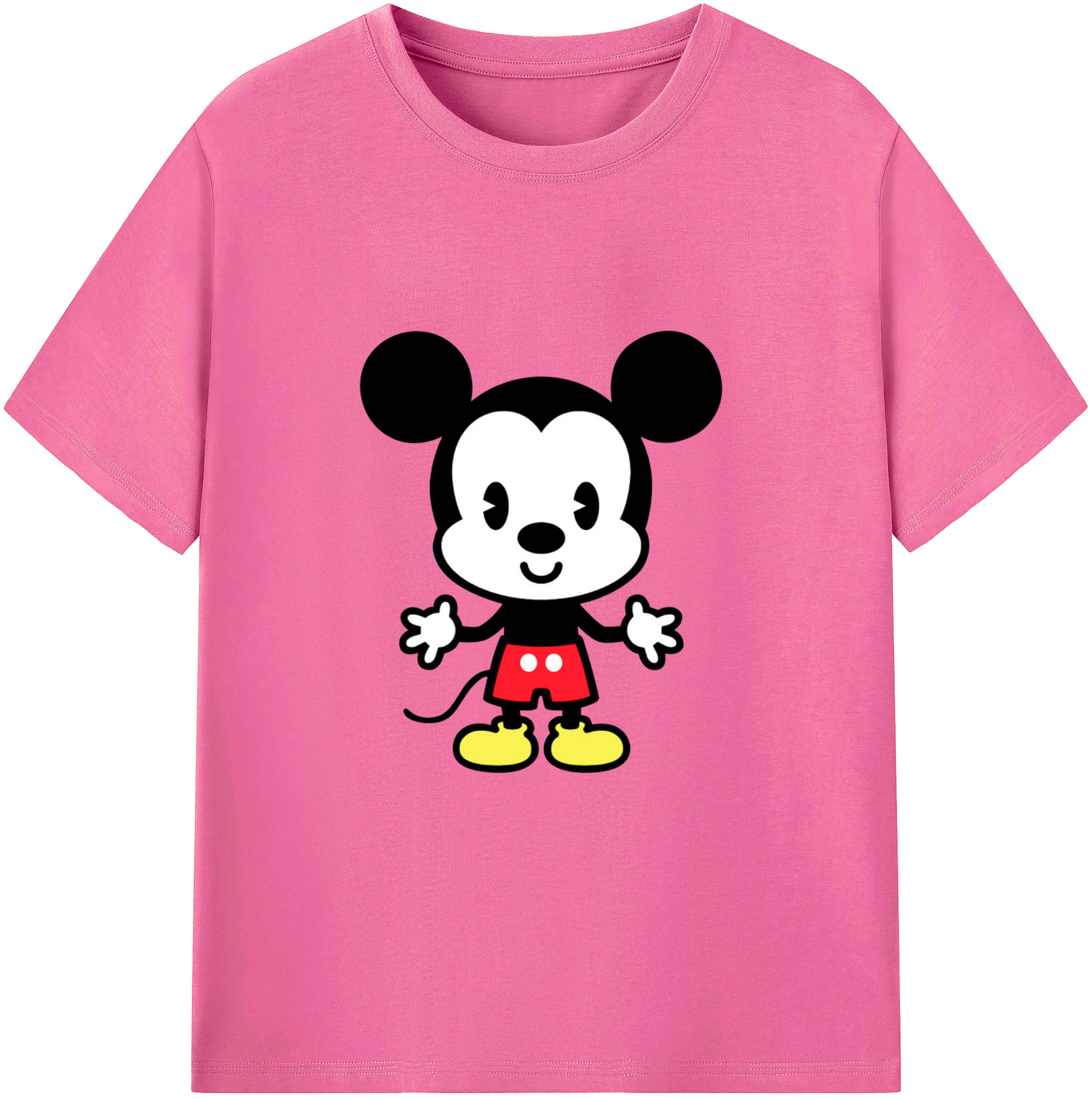 （画像用） ミッキーマウス Mickey Mouse レディースカジュアルプリントTシャツ（綿100％）